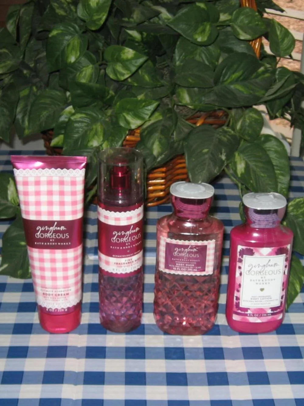 BBW Gingham GORGEOUS Body Wash Fragrance Mist Body Cream & Lotion Lot of 4 NEW